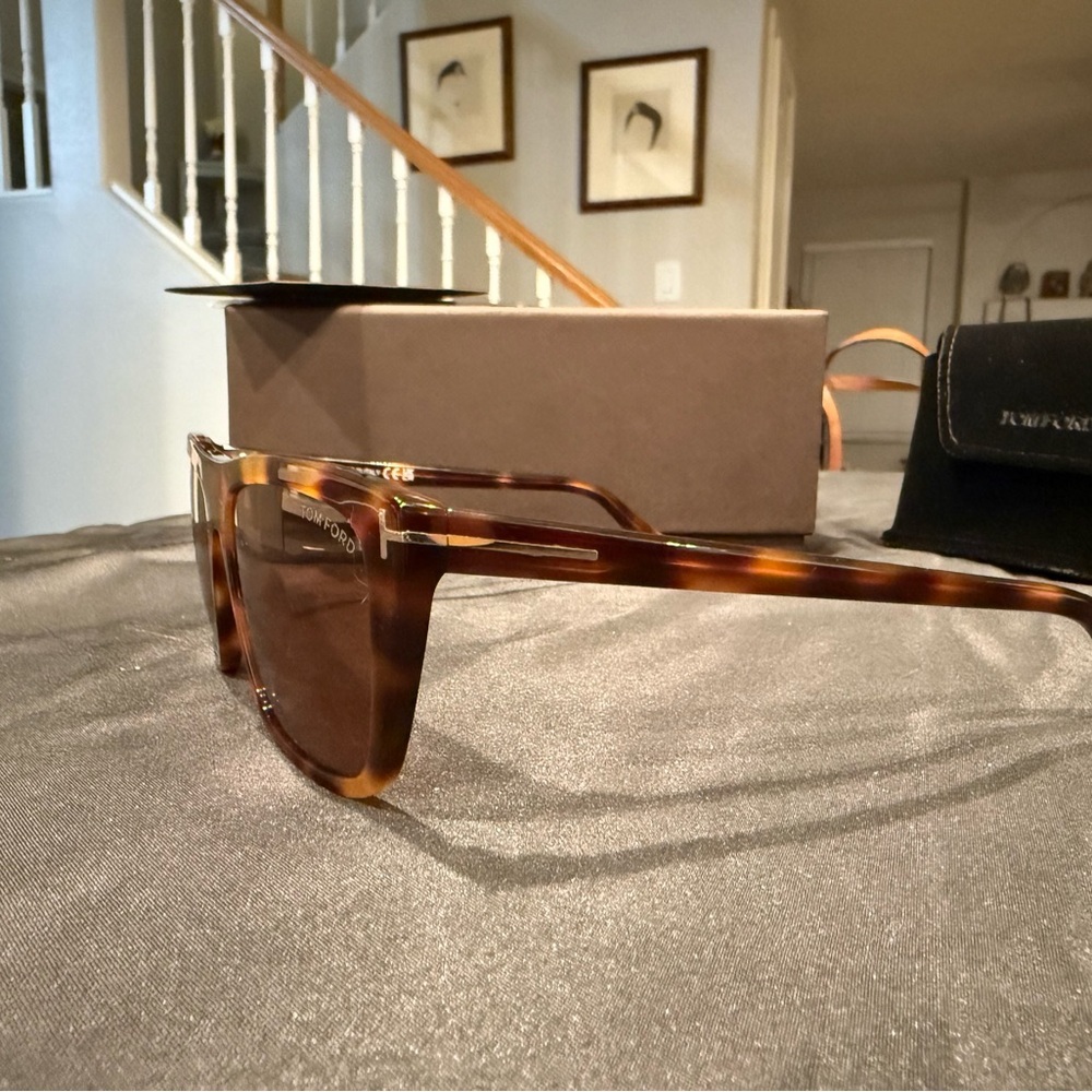 Tom Ford ASLAN FT1175 53E Blonde Havana/Brown Square Sunglasses - Picture 9 of 16